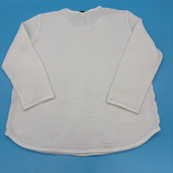 Waffle Knit Honeycomb Oversized White Women’s Long Sleeve Top Size L - Picture 7 of 10